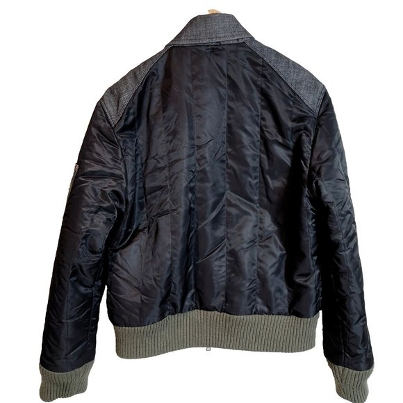 VTG Energie Men's LRG Bomber Jacket Italian90s Vespa Scoot Expo Denim collar - Picture 2 of 16